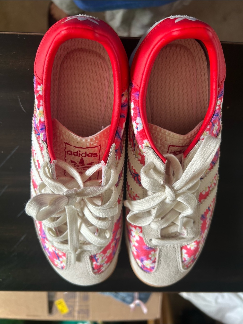 adidas Originals Red and White Floral Lace-Up Sneakers